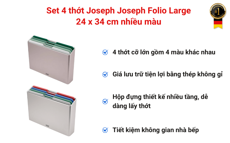 Set 4 thớt Joseph Joseph Folio Large 24 x 34 cm nhiều màu