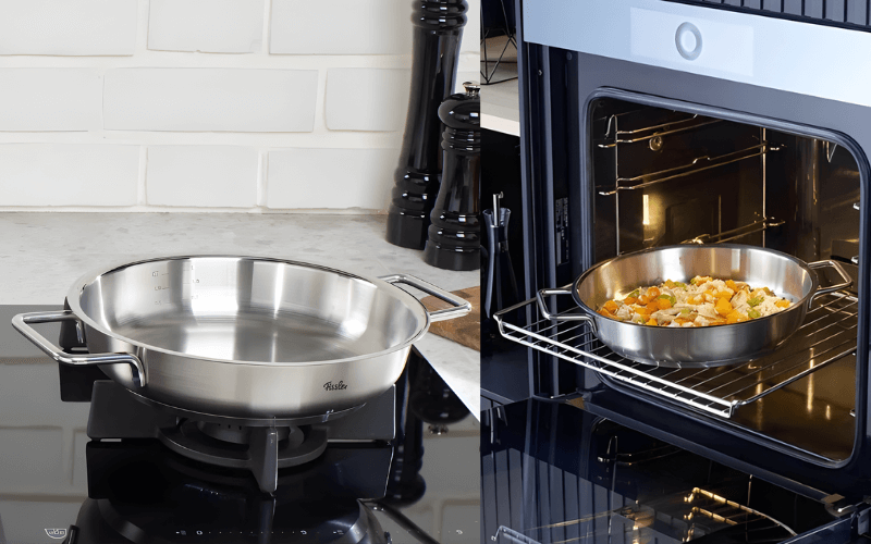 Chảo 2 quai của bộ nồi Fissler Pure Collection 5 món vung kính kèm chảo