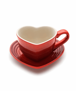 Set cốc trái tim kèm đĩa lót Le Creuset màu đỏ