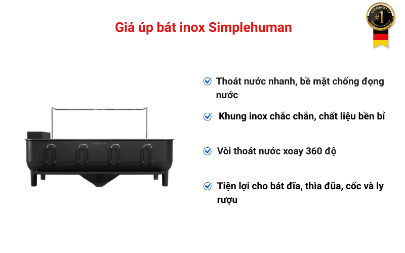Giá úp bát inox Simplehuman
