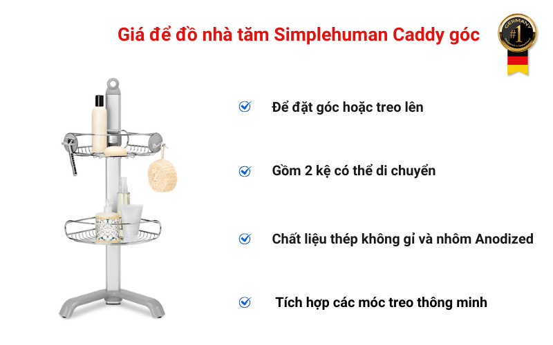 Giá để đồ nhà tăm Simplehuman Caddy góc