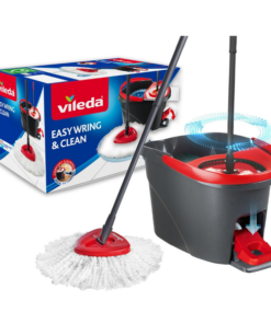 Bộ cây lau nhà đầu tròn Vileda Easy Wring & Clean made in SEC màu đỏ