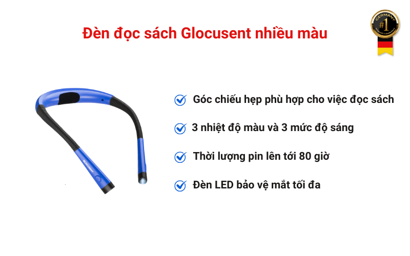 Đèn đọc sách Glocusent nhiều màu