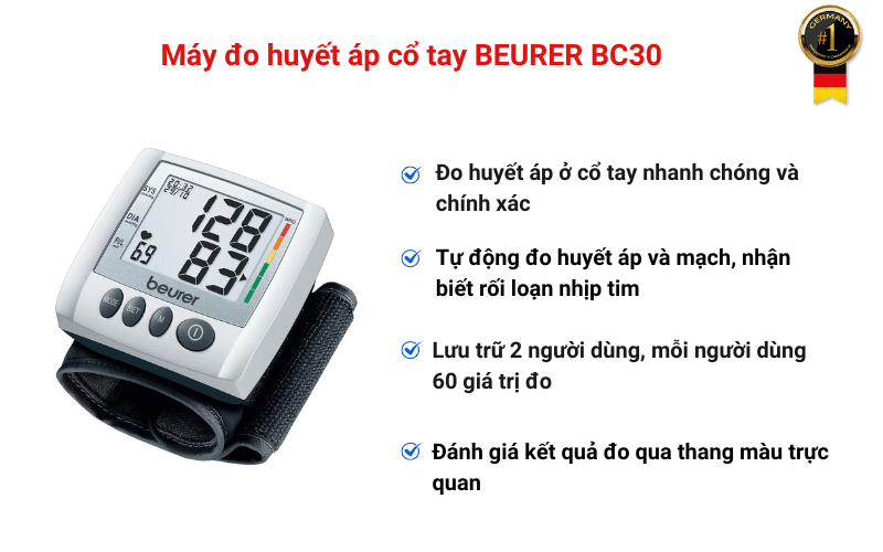 Máy đo huyết áp cổ tay BEURER BC30