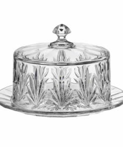 Đĩa pha lê Bohemia tulip có nắp 23cm