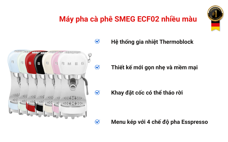Máy pha cà phê SMEG ECF02 nhiều màu