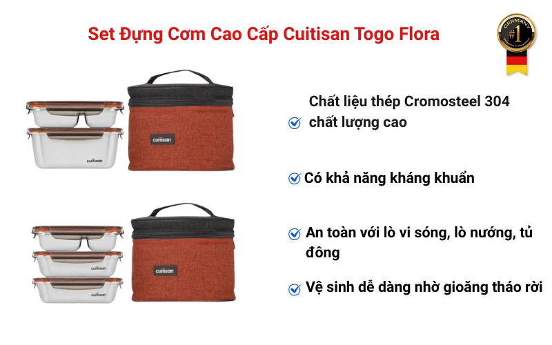 Set Đựng Cơm Cao Cấp Cuitisan Togo Flora