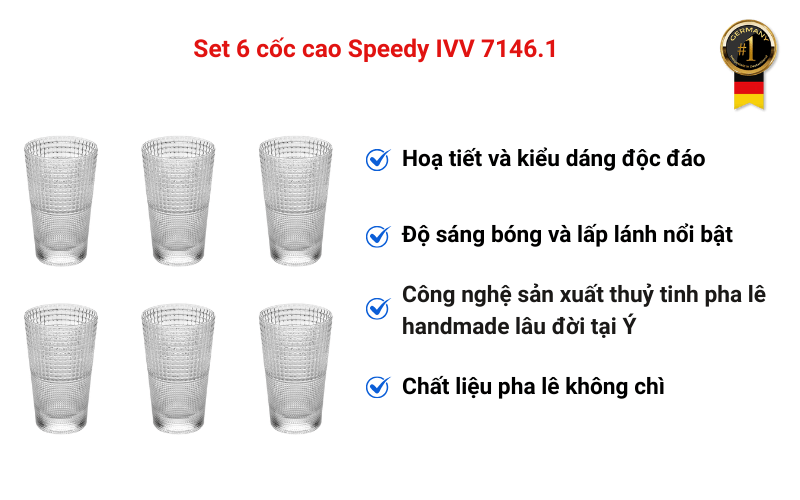 Set 6 cốc cao Speedy IVV 7146.1