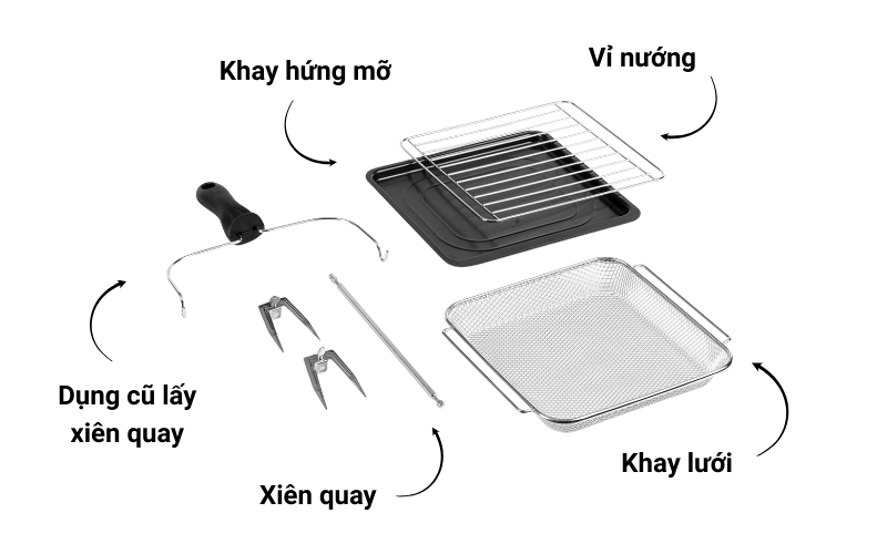 Nồi chiên không dầu cơ Klarstein 14L tặng 1 bộ xiên và 1 lồng dẹt