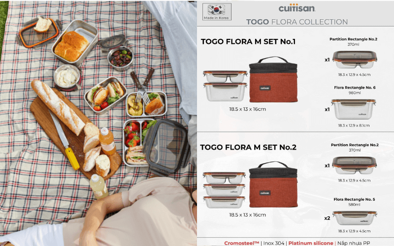 Set Đựng Cơm Cao Cấp Cuitisan Togo Flora