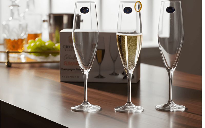 Set 6 ly champagne Gavia 210ml Crystal Bohemia