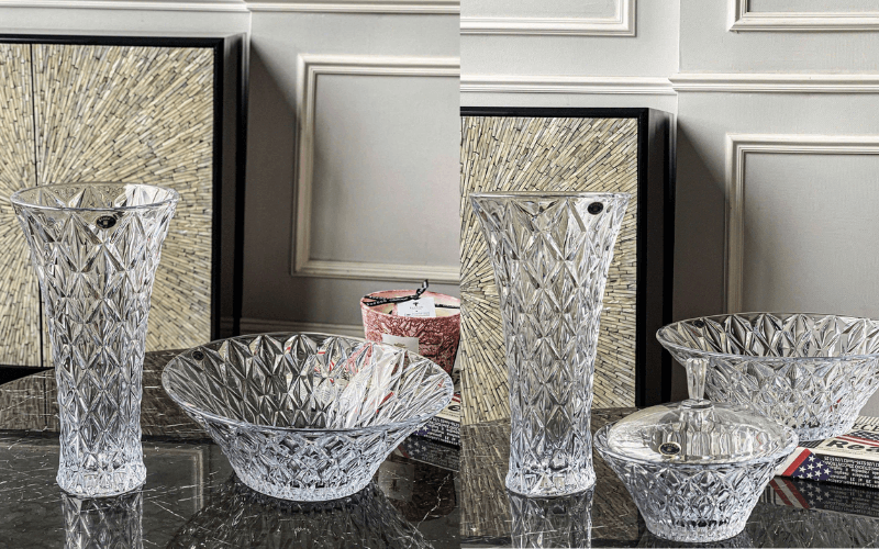 Lọ hoa Memphis trắng 30.5cm Crystal Bohemia