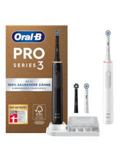 Set 2 bàn chải điện ORAL-B Pro Series 3 3000 Plus màu đen và trắng (kèm 2 đầu bàn chải thay thế)