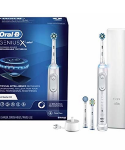 Bàn chải điện cao cấp Oral-B Genius X 20100S màu trắng, kèm hộp đựng du lịch - 3 đầu bàn chải và tích hợp trí tuệ AI