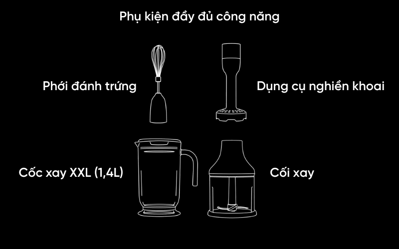 Bộ máy xay cầm tay SMEG HBF22 nhiều màu