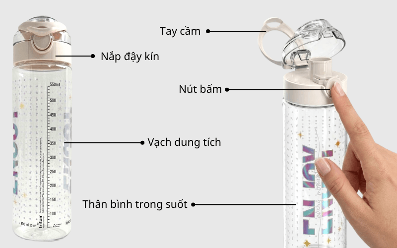 Bình nước Tritan cao cấp Renga Saga 630ml - 912067-024