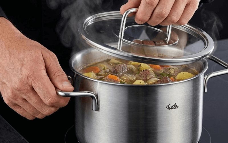Bộ nồi Fissler Pure Collection 5 món kèm quánh tay cầm thép giảm nhiệt