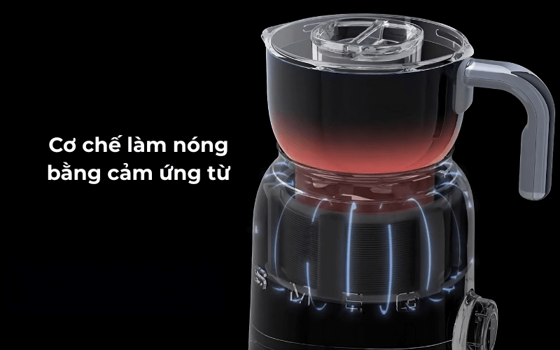 Máy đánh bọt sữa SMEG MFF11 cơ chế làm nóng