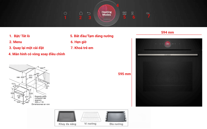 Lò nướng BOSCH HBG7241B1 serie 8 âm tủ