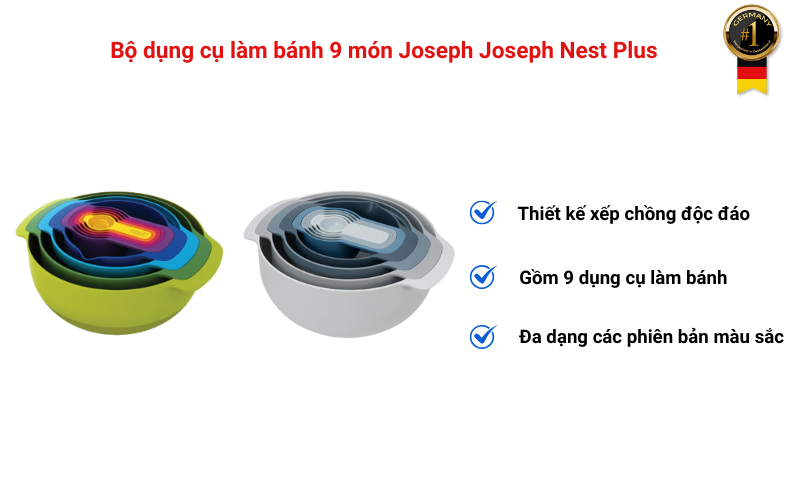 Bộ dụng cụ làm bánh 9 món Joseph Joseph Nest Plus