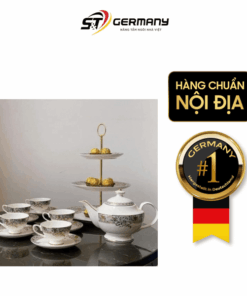Đĩa 3 tầng bộ trà sứ xanh ngọc dây vàng Imperial London