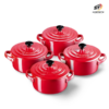 Bộ 4 nồi mini Le Creuset Cocottes Metallics màu đỏ cherry 10cm