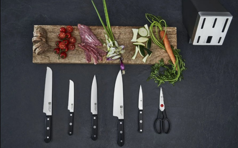 Bộ dao tự mài ZWILLING Gourmet 7 món made in Germany màu đỏ
