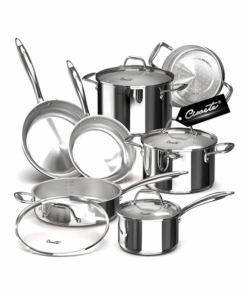 Bộ nồi inox cao cấp Ciwete 7 món có xửng hấp kèm chảo inox
