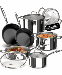 Bộ nồi inox cao cấp Ciwete 7 món có xửng hấp kèm chảo chống dính