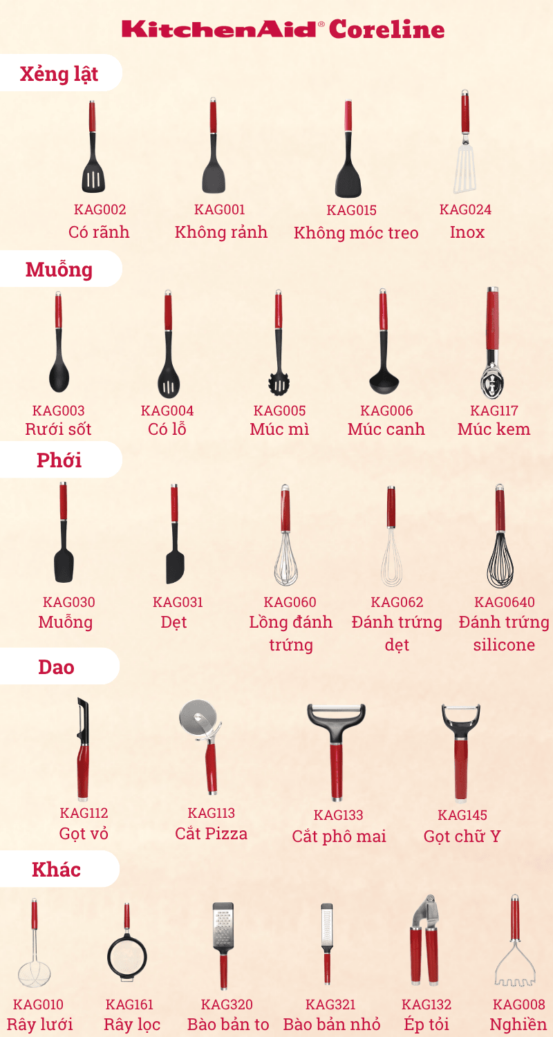 Bộ sưu tập dụng cụ nhà bếp KitchenAid Coreline