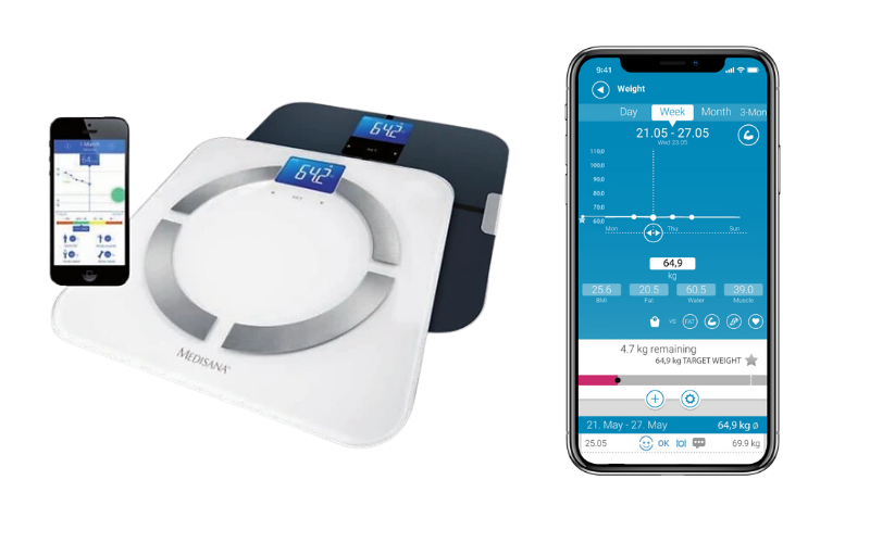 Cân sức khỏe Medisana 40422 BS 430 màu trắng kết nối Bluetooth