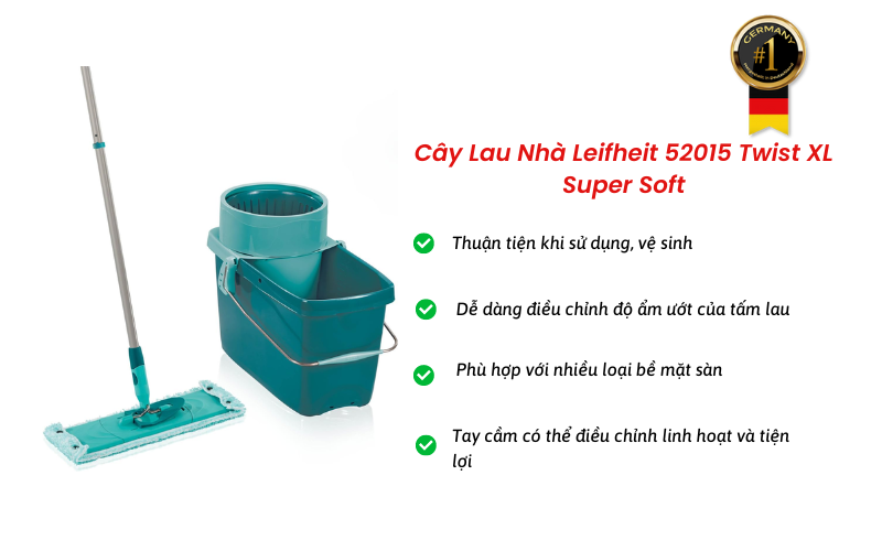 Cây Lau Nhà Leifheit 52015 Twist XL Super Soft
