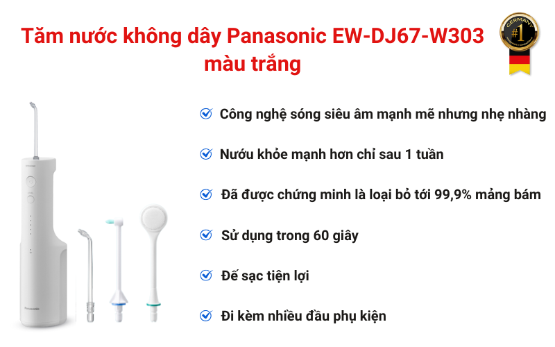 Tăm nước không dây Panasonic EW-DJ67-W303 màu trắng