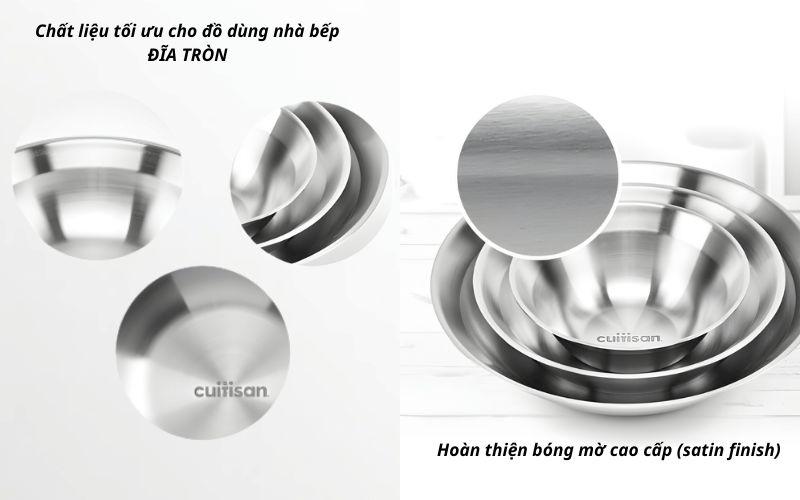 Bộ 3 Dĩa Sâu Tròn Inox Cao Cấp Cuitisan EC11-043S3