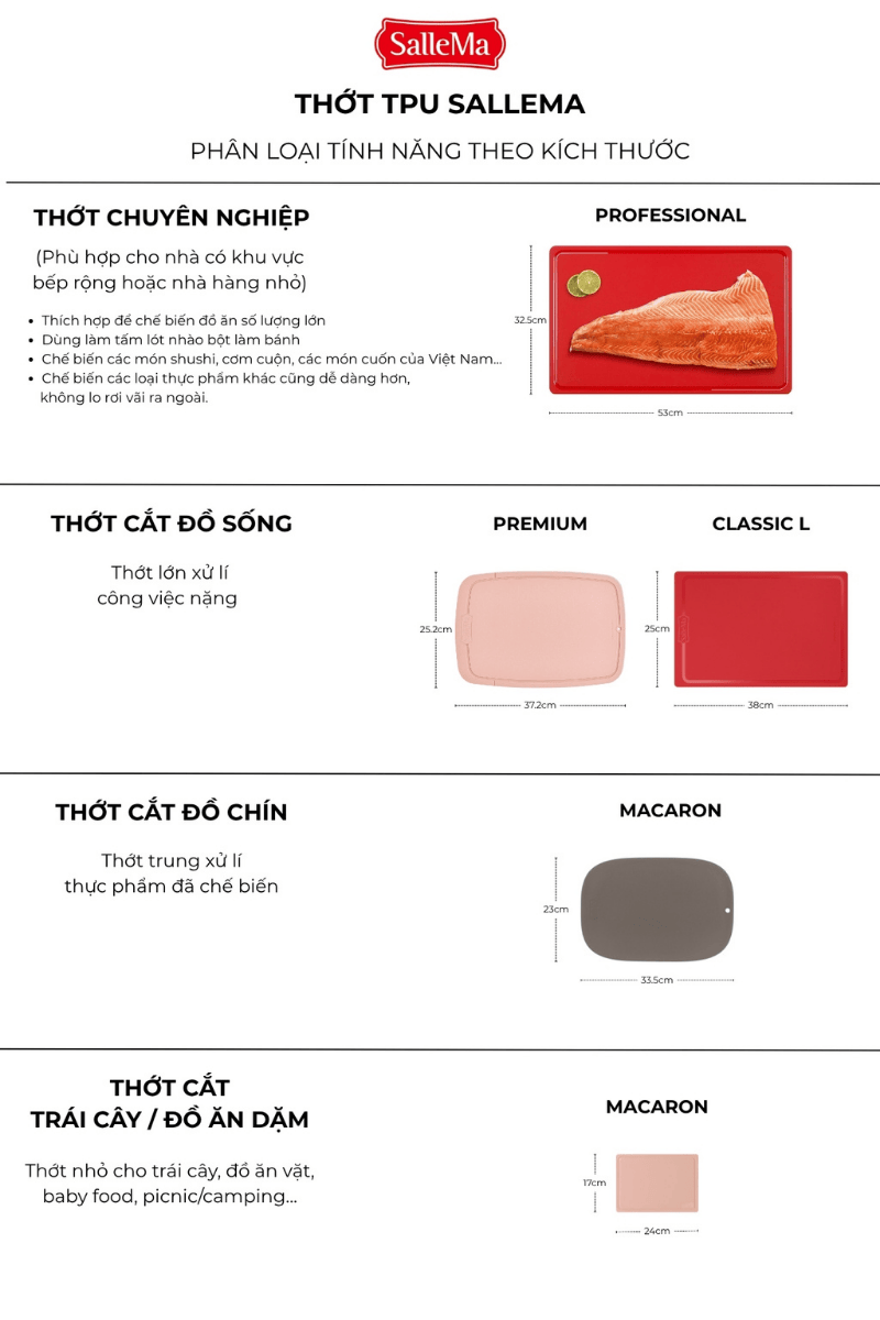 Tổng hợp các dòng thớt TPU SalleMa
