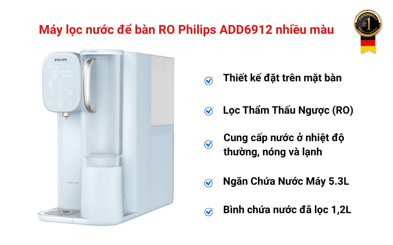 Máy lọc nước để bàn RO Philips ADD6912 nhiều màu