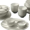 Set bát sứ Imperial 50 món trắng viền bạc gồm set thìa