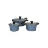 Bộ 3 nồi đúc (quánh) nhôm chống dính nắp kính Supor DuraRock H23102-T1, vân đá xanh - Hàng chính hãng