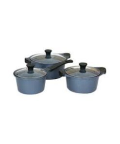 Bộ 3 nồi đúc (quánh) nhôm chống dính nắp kính Supor DuraRock H23102-T1, vân đá xanh - Hàng chính hãng