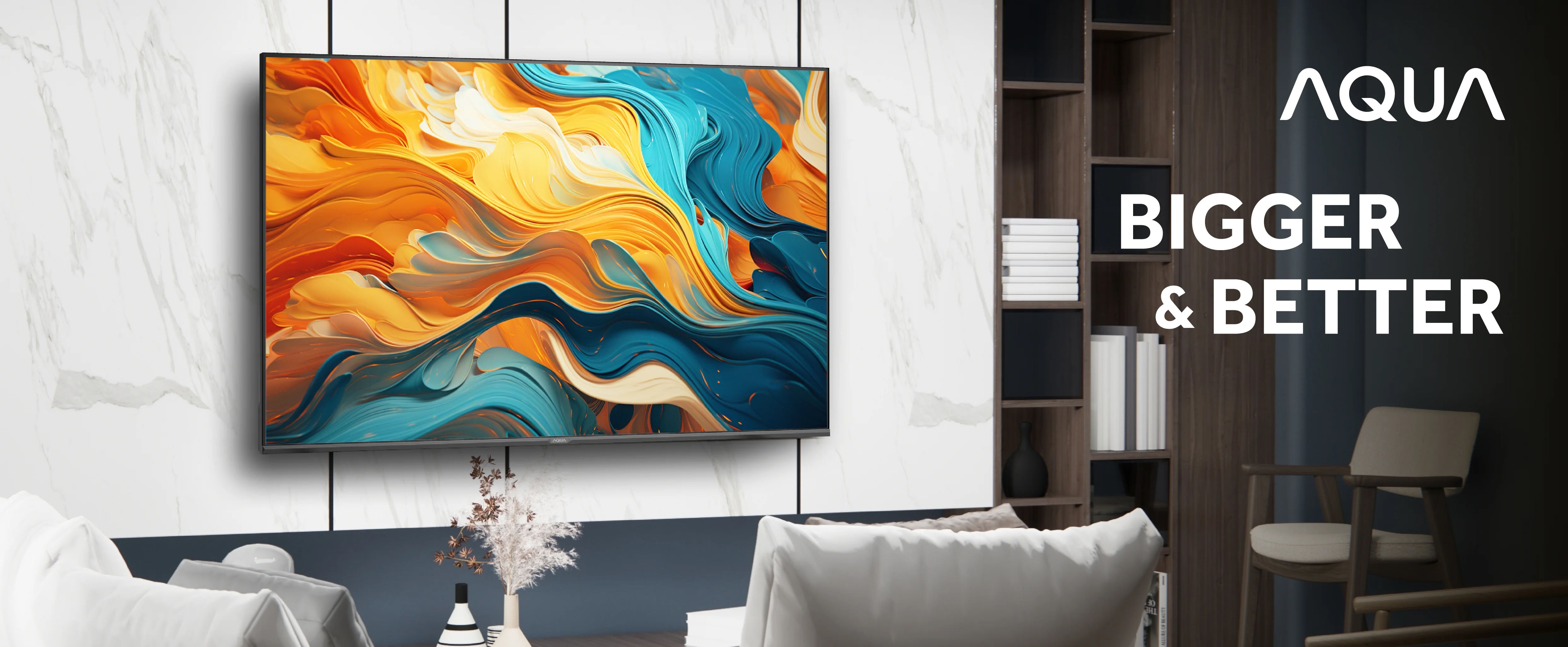 Thiết kế tràn viền sang trọng, tối ưu không gian hiển thị Google Tivi Aqua 4K 55 inch AQT55K85FUX