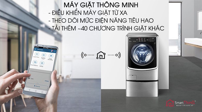 Chức năng chẩn đoán thông minh qua điện thoại - Máy giặt LG Twinwash Inverter F2721HTTV & T2735NWLV