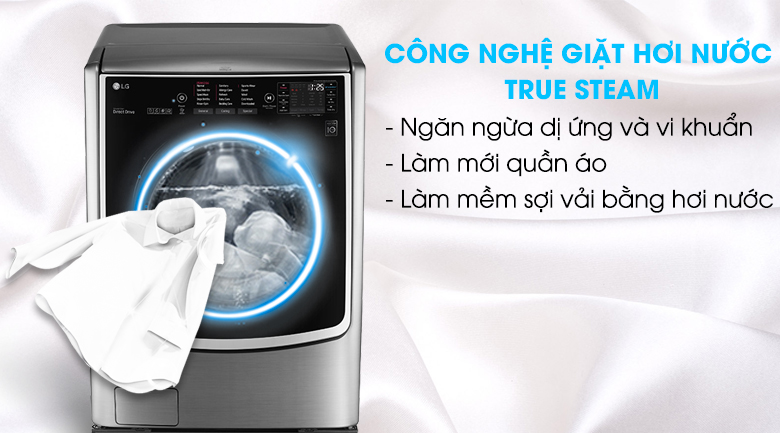 Kháng khuẩn cho quần áo nhờ chế độ giặt hơi nước - Máy giặt LG Twinwash Inverter F2721HTTV & T2735NWLV