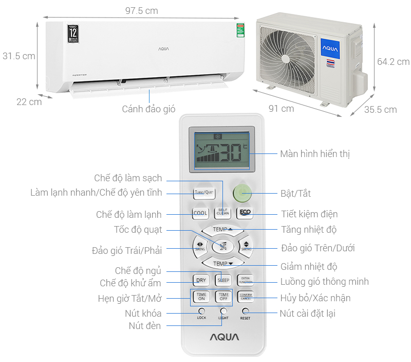 Máy lạnh AQUA Inverter 2.5 HP AQA-RV24QA2