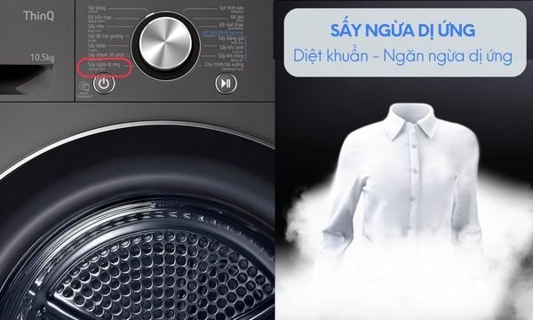 may-say-quan-ao-lg-inverter-dvhp50b-4 Máy sấy quần áo LG Inverter 10.5 kg DVHP50B chương trình Sấy ngừa dị ứng