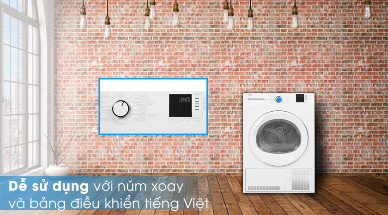 Dễ dàng thao tác với bảng điều khiển tiếng Việt - Máy sấy Beko 8kg DU8133GA0W Dễ dàng thao tác với bảng điều khiển tiếng Việt - Máy sấy Beko 8kg DU8133GA0W