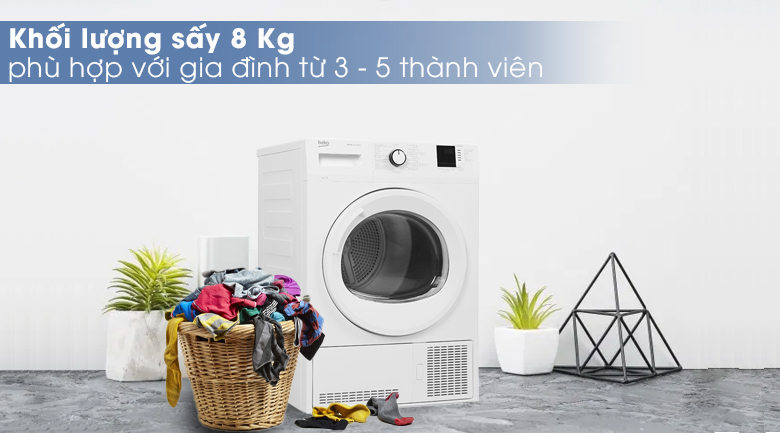 Khối lượng sấy 8Kg - Máy sấy Beko 8kg DU8133GA0W Khối lượng sấy 8Kg - Máy sấy Beko 8kg DU8133GA0W