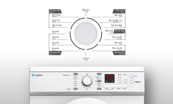 may-say-quan-ao-casper-td-72vwd-6 Máy sấy quần áo Casper 7.2 kg TD-72VWD Tổng đến 16 chương trình