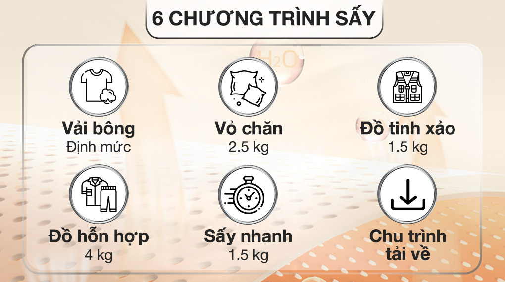 Chương trình sấy Máy giặt sấy LG Inverter 14 kg WT1410NHB Chương trình sấy Máy giặt sấy LG Inverter 14 kg WT1410NHB