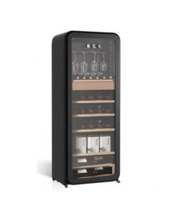 Tủ rượu cigar HCK SC-208RWA 208L Retro màu đen mặt kính (54 chai&138 điếu cigar)