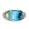 Khay decor viền trạm khắc hoa hình oval màu bạc